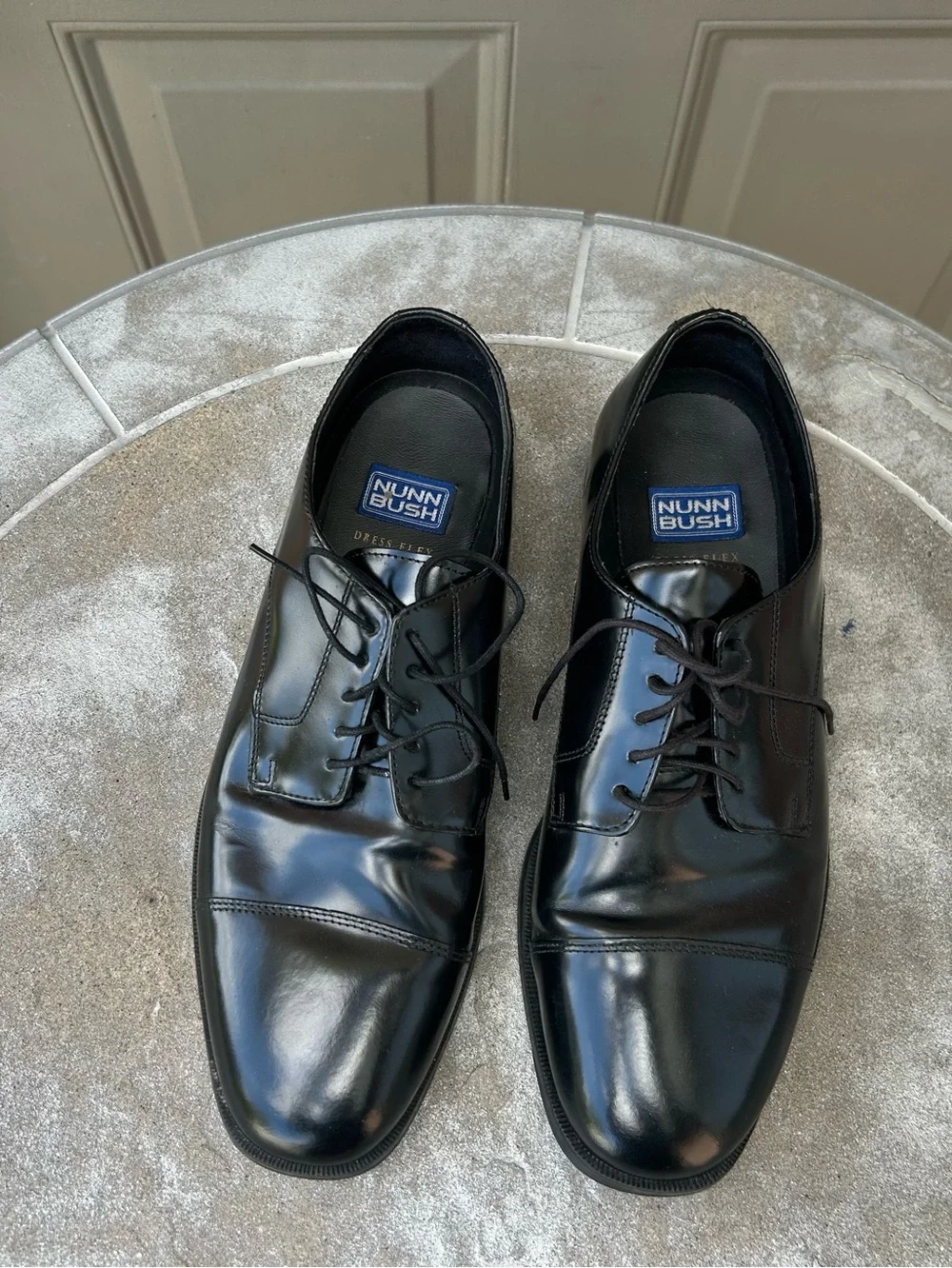 Nunn Bush Dress Flex Oxford Patent Leather Shoes Cap-Toe Dress Shoes